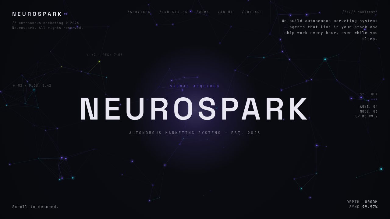 The live Neurospark website homepage